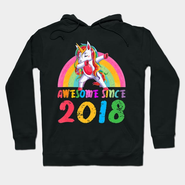 3 Years Old 3rd Birthday Unicorn Awesome Since 2018 Hoodie by Daysy1